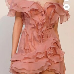 Elegant Pink Ruffle Dress